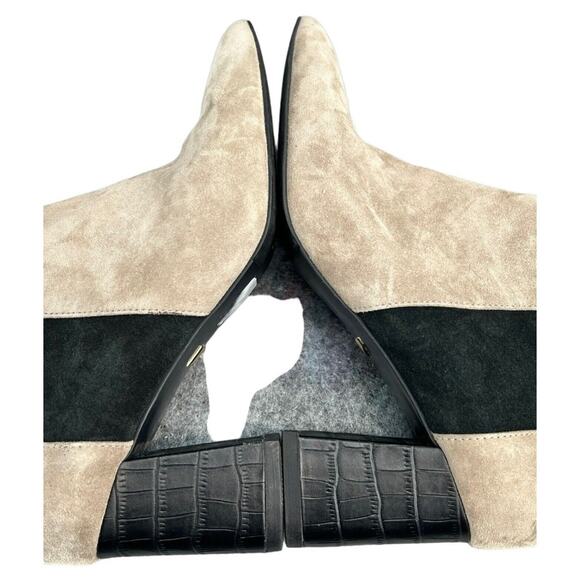 Shoes Of Prey Booties Womens 7 Tan Suede Leather Heeled Ankle Boots Pointed Toe - Picture 6 of 14